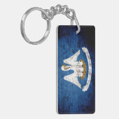 黒くグランジなルイジアナの州の旗 キーホルダー (正面左)