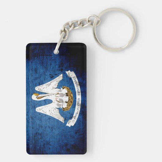 黒くグランジなルイジアナの州の旗 キーホルダー (裏面)