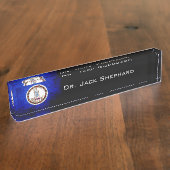 黒くグランジなヴァージニアの州の旗 デスクネームプレート (側面)