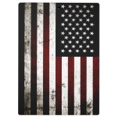 黒くグランジな米国旗 クリップボード (裏面)