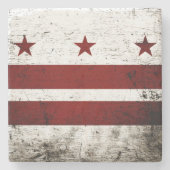 黒くグランジなWashington D.C.の旗 ストーンコースター (正面)