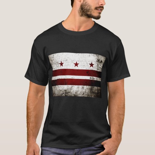 黒くグランジなWashington D.C.の旗 Tシャツ (正面)