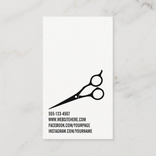 黒くシックな美容師のモダンでシンプルなミニマル 名刺 (裏面)