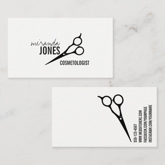 黒くシックな美容師のモダンでシンプルなミニマル 名刺 (正面/裏面)