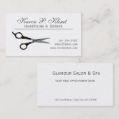 黒くスタイリッシュな美容師の切断のはさみ 予約カード (正面/裏面)