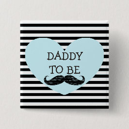黒くストライプのな髭の正方形ボタンがあるお父さん 缶バッジ