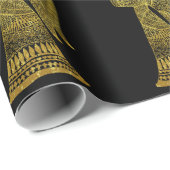 黒くパーソナライズなクリスマスのシックな金ゴールドの天使 ラッピングペーパー (ロールコーナー)