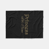 黒くパーソナライズなプリンセスペットの金ゴールドのグリッター フリースブランケット (正面(横))