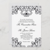 黒くファンシーなレースのスカルの結婚式招待状 招待状 (正面/裏面)