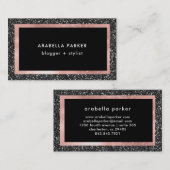 黒くフェイクなグリッターおよびばら色の金ゴールド 名刺 (正面/裏面)