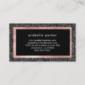 黒くフェイクなグリッターおよびばら色の金ゴールド 名刺 (裏面)