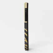 黒くフェイクなグリッターのシマウマのプリント及び宝石の王冠 Case-Mate iPhoneケース (裏面/左)