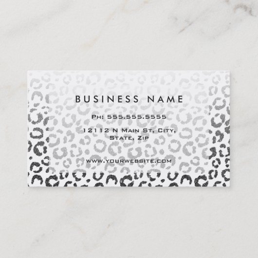 黒くフェイクなグリッターのヒョウのプリントの勾配 名刺 (裏面)