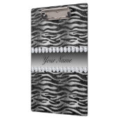 黒くフェイクなホイルのシマウマは銀で縞で飾ります クリップボード (左)