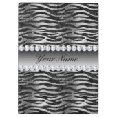 黒くフェイクなホイルのシマウマは銀で縞で飾ります クリップボード (裏面)