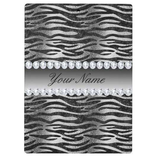 黒くフェイクなホイルのシマウマは銀で縞で飾ります クリップボード (裏面)