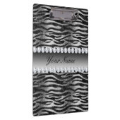 黒くフェイクなホイルのシマウマは銀で縞で飾ります クリップボード (右)