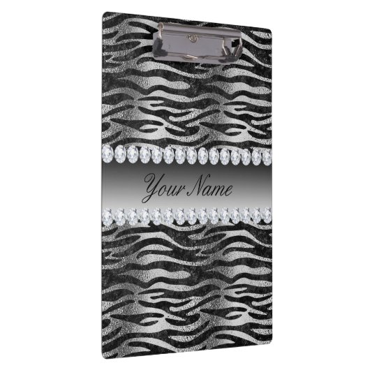 黒くフェイクなホイルのシマウマは銀で縞で飾ります クリップボード (右)