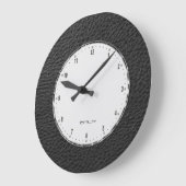 黒くフェイクな革プリント ラージ壁時計 (傾斜)