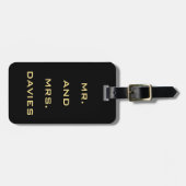 黒くミニマルでパーソナライズなバッグのラベル ラゲッジタグ (正面横)