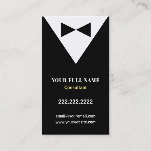 黒くモダンなタキシードの名刺 名刺 (正面)