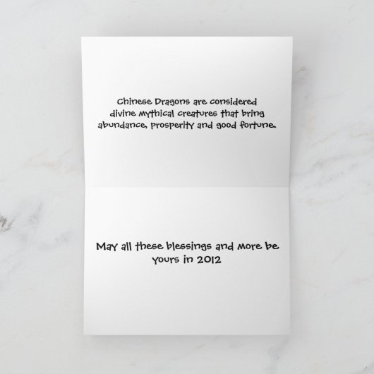 黒く中国のな年賀状の劇的なドラゴン シーズンカード (内部)