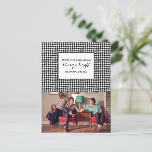 黒く千鳥格子のな休日の写真の郵便はがき シーズンポストカード (スタンド正面)