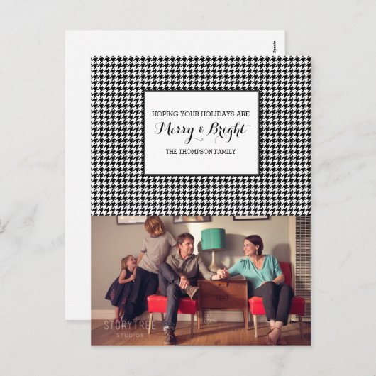 黒く千鳥格子のな休日の写真の郵便はがき シーズンポストカード (正面/裏面)