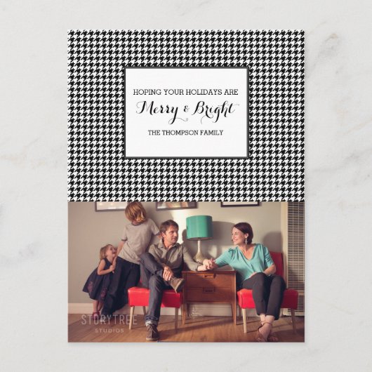 黒く千鳥格子のな休日の写真の郵便はがき シーズンポストカード (正面)