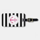 黒く及び白いいかりの荷物のラベル ラゲッジタグ (正面横)