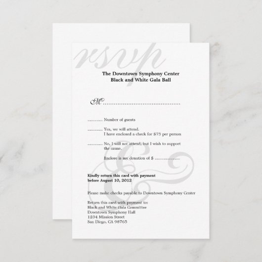 黒く及び白いお祭りの企業のなシンプルRSVPの応答 出欠カード (正面/裏面)