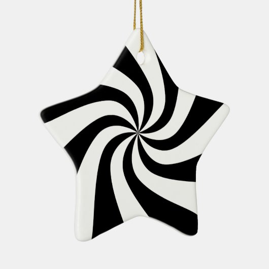 黒く及び白いはっか菓子の星の木のオーナメント セラミックオーナメント (右)