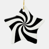 黒く及び白いはっか菓子の星の木のオーナメント セラミックオーナメント (正面)