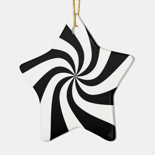 黒く及び白いはっか菓子の星の木のオーナメント セラミックオーナメント (左)