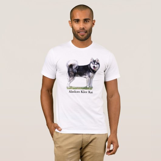黒く及び白いアラスカのKlee Kai Tシャツ (正面フル)