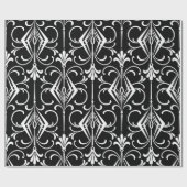 黒く及び白いアールデコパターン ラッピングペーパー (フラット)