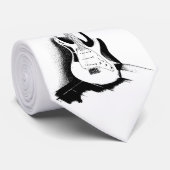 黒く及び白いエレキギター-タイ ネクタイ (ロール)