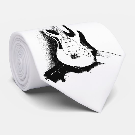 黒く及び白いエレキギター-タイ ネクタイ (ロール)