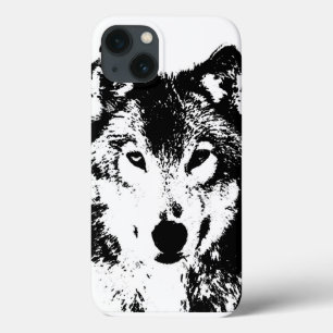 黒く及び白いオオカミ iPhone 13ケース