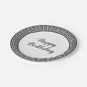 黒く及び白いギリシャ人の鍵のデザインの紙皿 ペーパープレート (アングル)