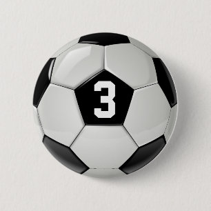 黒く及び白いサッカーボールのジャージー数ボタン 缶バッジ