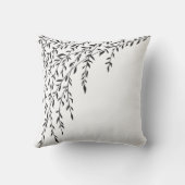 黒く及び白いシダレヤナギのツリーブランチの葉 クッション (裏面)