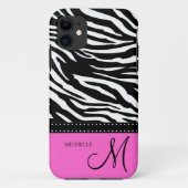 黒く及び白いシマウマはショッキングピンクと縞で飾ります Case-Mate iPhoneケース (裏面)