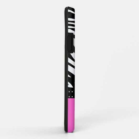 黒く及び白いシマウマはショッキングピンクと縞で飾ります Case-Mate iPhoneケース (裏面/右)