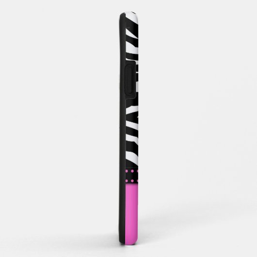 黒く及び白いシマウマはショッキングピンクと縞で飾ります Case-Mate iPhoneケース (裏面/右)