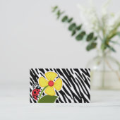 黒く及び白いシマウマは縞で飾ります; てんとう虫 名刺 (スタンド正面)