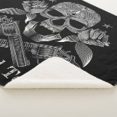 黒く及び白いスカルおよび銃 シェルパブランケット (3/4)