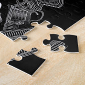 黒く及び白いスカルおよび銃 ジグソーパズル (側面)