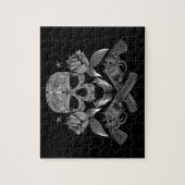 黒く及び白いスカルおよび銃 ジグソーパズル (縦)