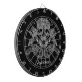 黒く及び白いスカルおよび銃 ダーツボード (正面左)